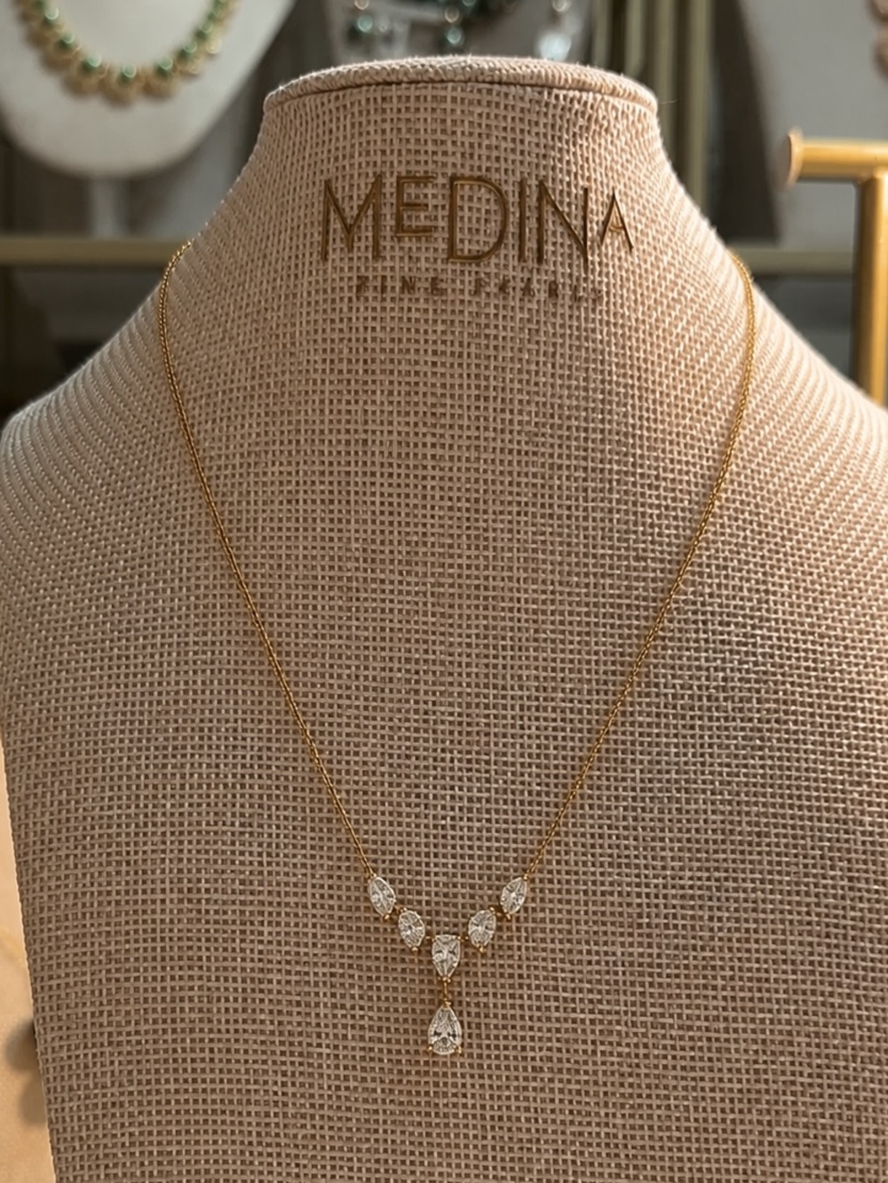 New Gold plated  Teardrop CZ Necklace